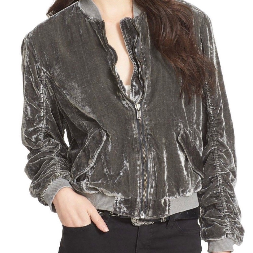 Free people rushed velvet bomber jacket! Small!